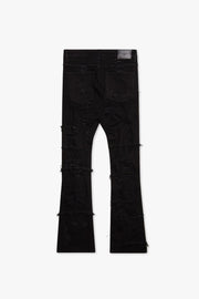"OBLIVION" BLACK STACKED FLARE JEAN by Valabasas