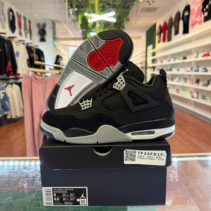 (Pre-Owned) Nike Air Jordan 4 Retro SE Black Canvas, like new*