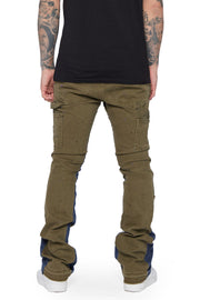 "ALPHA" OLIVE BLUE STACKED FLARE JEAN by VALABASAS