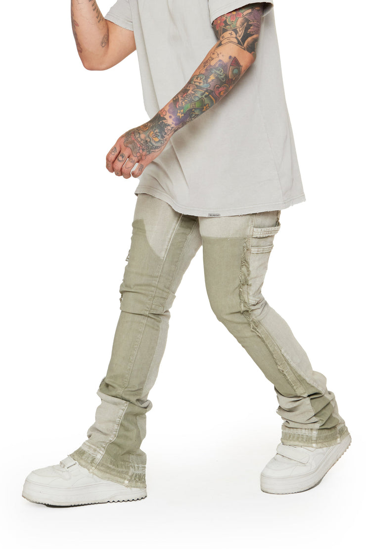 “ALPHA” GREY WASHED STACKED FLARE JEAN by VALABASAS