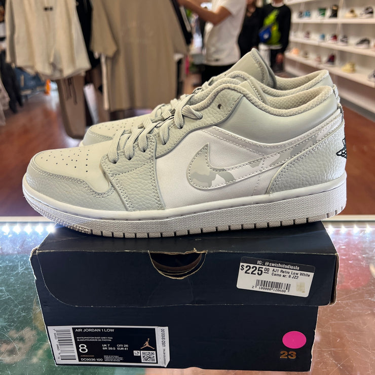 (Pre-Owned) Nike Air Jordan 1 Low White Camo 8m