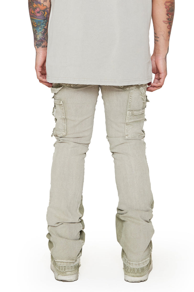 “ALPHA” GREY WASHED STACKED FLARE JEAN by VALABASAS