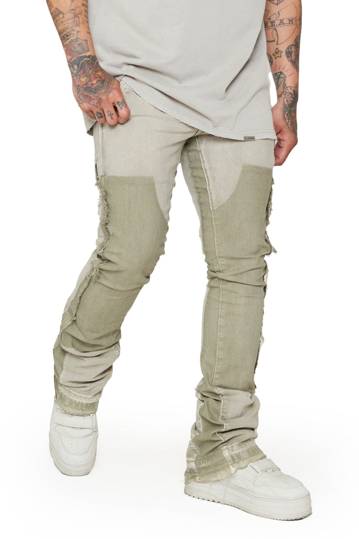 “ALPHA” GREY WASHED STACKED FLARE JEAN by VALABASAS