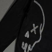 KREAM FACTORY BLACK HALF SKULL RHINESTONE HOODIE