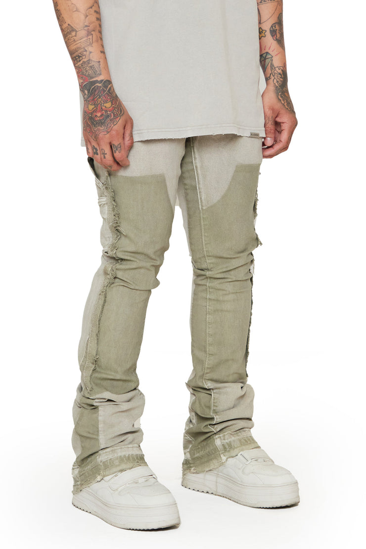 “ALPHA” GREY WASHED STACKED FLARE JEAN by VALABASAS