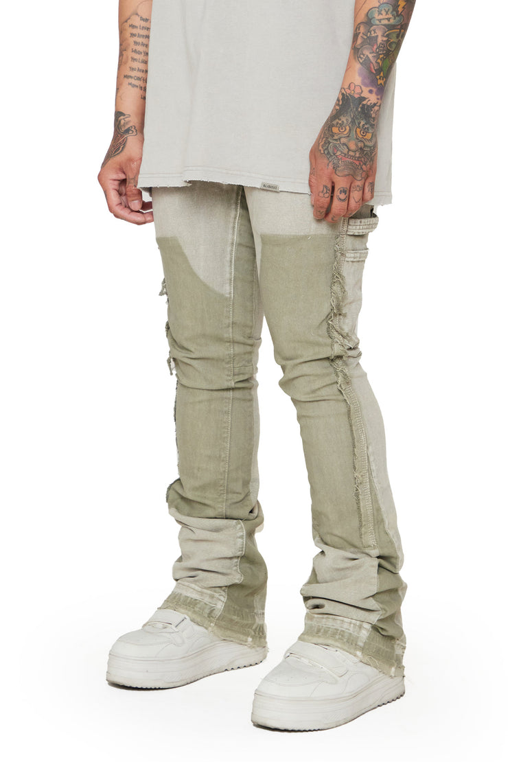 “ALPHA” GREY WASHED STACKED FLARE JEAN by VALABASAS