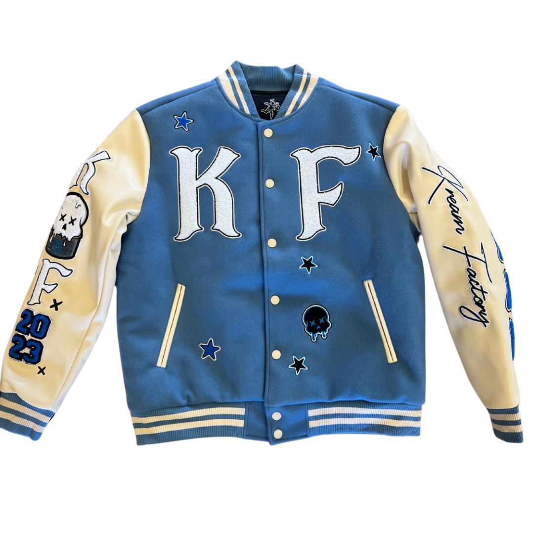 Kream Factory Baby Blue Letterman Varsity Jacket