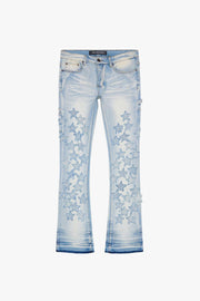 "V-STARS” LT BLUE WASHED STACKED FLARE JEAN by VALABASAS